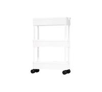 LIXSAZSE 3/4 Tier Storage Cart Utility With Hollow Drainage Bedroom 360 ° Rotatable Universal Wheel Kitchen Occupying No Space, white,3 layers, 25cm