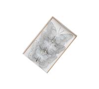 LIXSAZSE 3piece Sparkling Elegance Christmas Butterfly Decorations Dreamy Ambiance To Holiday Spaces In Corners Of Living Room, silver, 11.5x2x10cm