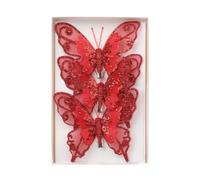 LIXSAZSE 3x Shimmering Beauty Christmas Tree Decor Festival Indoor Ornament Sparkles Brightly Swaying Gently Like Brightest Star, red, 11.5x2x10cm