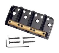 LIXSAZSE 4 String Bass Bridge With Metal Fixed Tailpiece Ensuring Stability And Durability Over Time Bass Guitar Bridge Is Made Of Iron Brass Saddles Tailpiece Replacement, Black, 76mm