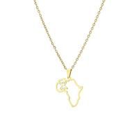 LIXSAZSE Africa Map Necklace Solid Color Easy Matching Replacement Decorative Men Women Choker Jewelry Ornament Birthday Gift, Gold Type 2