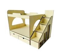 LIXSAZSE Authentic 1/12 Dollhouse Miniature Double Bed Model Train Layout Scenery 1/12 Miniature Double Bed Model Is Realistic Detailed Wooden Traditional Loft Furniture