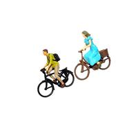 LIXSAZSE Authentic 1/87 Scale Cyclist Figures Tiny People for Diorama Layout Decor Detailed and Delicate Realistic Scene, Boy and Girl, Height: 2.8cm