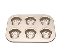 LIXSAZSE Baking Pan Cat Paw Non Stick Coating Even Heat Distribution Bake Tray Bakeware Pans Fondant Biscuit Muffin Oven, 6 Light Golden