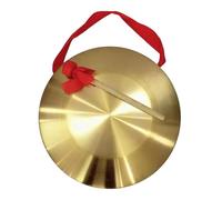 LIXSAZSE Brass Copper Opera Gong Hand Gong Chinese Traditional Percussion Instrument For Ceremonies Dances And Presentations With Wood Mallet Hanging Ribbon Educational, gold, 32cm
