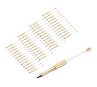 LIXSAZSE Bulk Pack of 50 Bead Pens Colorful Ballpoint Pen Set for Office and School, Golden, 147x11.5mm