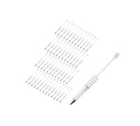 LIXSAZSE Bulk Pack of 50 Bead Pens Colorful Ballpoint Pen Set for Office and School, Silver, 147x11.5mm