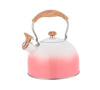 LIXSAZSE Camping Teapot Stovetop Kettle with Whistling Function Large Capacity for Group Trips and Fast Brewing Universal Whistling Kettle Hiking Teapot, Pink, 19x23cm