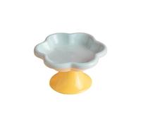 LIXSAZSE Cat Bowls Elevated Ceramic Water Food Bowl Practical Flower Shaped Comfortable For Cats Enhancing Feeding Experience At Home Water Bowl Pet Feeder Pet Supplies Cats Dogs, Blue, 15x8.6cm
