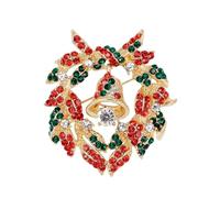 LIXSAZSE Christmas Brooch With Red And Green Crystal Accents Is Old Fashioned Floral Christmas Wreath Brooch Pinit Adroned, AL056-A