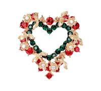 LIXSAZSE Christmas Brooch With Red And Green Crystal Accents Is Old Fashioned Floral Christmas Wreath Brooch Pinit Adroned, AL055-A