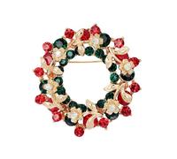 LIXSAZSE Christmas Brooch With Red And Green Crystal Accents Is Old Fashioned Floral Christmas Wreath Brooch Pinit Adroned, AL054-A