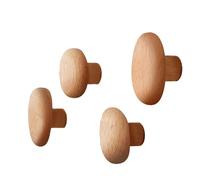 LIXSAZSE Coat Hook Space-Saving Solution for Hanging Coats Hats Bags Wall Mounted One Cone Wooden Hook 4 Wooden Hooks for Coats, Type+2