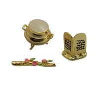 LIXSAZSE Decorative Figurine Ark Of Covenant Decorative Temple Set With Aaron Rod For Collectors And Enthusiasts Mini Ark Of Covenant Model For Religious Gift Gold Jar Aaron's Sprouted Rod