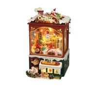 LIXSAZSE DIY Wooden Book End Set Fun Puzzle Craft Lighted Claw Machine Bookends Unique Decorations For Holiday Spirit DIY Book End Set 3D Wooden Stand Miniature