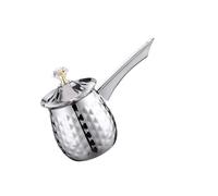 LIXSAZSE Durable Stainless Steel Pot Extra Thick Impact-Resistant for Long-Term Durability Turkish Handle Milk Cup Long Handle, Silver, 200ml