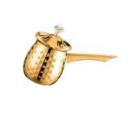 LIXSAZSE Durable Stainless Steel Pot Extra Thick Impact-Resistant for Long-Term Durability Turkish Handle Milk Cup Long Handle, Gold 200ml, 200ml