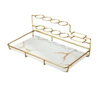 LIXSAZSE Durable Tooth Brush Holder With Practical Storage And Elegant Marble Aesthetic Enhancing Bathroom Decor Effortlessly Multifunctional Vanity Countertop Brushing Holder