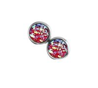 LIXSAZSE Earrings Stainless Steel Hoop Eye-catching Eardrops Rhinestone Inlay Lightweight Classic Ear Studs Birthday Party, Light Red