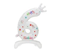 LIXSAZSE Easy Inflation And Deflation - White Digital Aluminum Film Balloons For Hassle-free Party Decor And Beautiful Spherical, Number 6