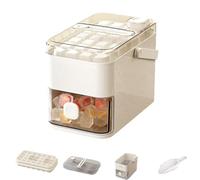 LIXSAZSE Easy Release Ice Maker with Thickened Handle for Easy Mobility One Click Demolding ABS Large Capacity Ice Tray Trays, 56 Grid Beige