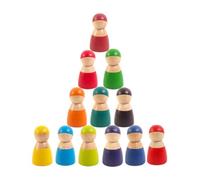 LIXSAZSE Educational Rainbow Wood Peg Dolls Engaging And Interactive Learning Tool Wooden Friends Peg Dolls Toy Imaginative Play
