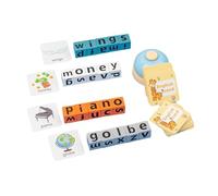 LIXSAZSE Educational Sight Words Learning ABC Crossword Wooden Blocks Spelling Game Fun Interactive Experience Ages 3-8 Fast Paced Word Race Game With Flash , with Bell