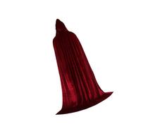 LIXSAZSE Elegant Velvet Hooded Cloak Long Robe Witch Capes Halloween Costume Party Adult, Wine red, 150cm