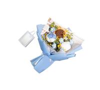 LIXSAZSE Eternal Blessing Mixed Crochet Bouquet Beautiful Handmade Knitted Bouquet for Wedding Home Decor Floral Arrangement Handmade Knitted Eternal Blessing Wedding, Blue, 35x27cm