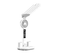LIXSAZSE Eye Protections Light Bedside Light Nursery Lamp Designed with Smart Desk Lamp Study with Fan Pen Holder Cool Air Functionality Table Clock Date Temperature Apartment