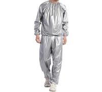 LIXSAZSE Fitness Sweat Sauna Suit Weight Loss Training Anti- PVC Windproof Warmer Fat Burning Jacket Calories Men Women, Silver 5XL