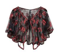 LIXSAZSE Flappers Shawl with Sequins Retro Wraps Scarf Wedding Polyester Accessories Women 1920s Shawl Wraps 1920s Women Shawl, C