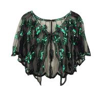 LIXSAZSE Flappers Shawl with Sequins Retro Wraps Scarf Wedding Polyester Accessories Women 1920s Shawl Wraps 1920s Women Shawl, A