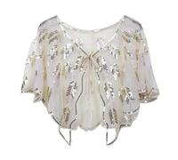 LIXSAZSE Flappers Shawl with Sequins Retro Wraps Scarf Wedding Polyester Accessories Women 1920s Shawl Wraps 1920s Women Shawl, D