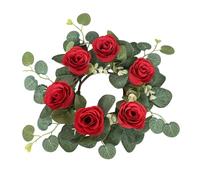 LIXSAZSE Floral Candle Decor Accent Small Wedding Tables Elegant Candle Wreath Eucalyptus Leaves Rings Bringing Charm Floral Rings Holder Pillars Centerpieces