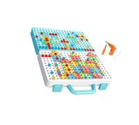 LIXSAZSE for Creative Mosaic Drill Set for Kids STEM Learning Toys Educational Building Blocks for Boys Girls Nut Pretend, 189 Pcs