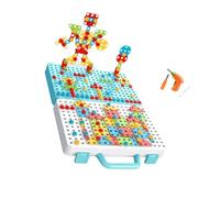 LIXSAZSE for Creative Mosaic Drill Set for Kids STEM Learning Toys Educational Building Blocks for Boys Girls Nut Pretend, 316 Pcs