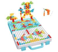 LIXSAZSE for Creative Mosaic Drill Set for Kids STEM Learning Toys Educational Building Blocks for Boys Girls Nut Pretend, 276 Pcs