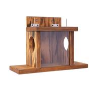 LIXSAZSE Garden Decoration Wooden Squirrel Feeder Feeding Box Station Gift For Backyard Fun With Nature Or Backyard Fence. Wooden Squirrel Feeding Station Features With Openable Roof To Pour Food Into