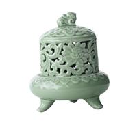 LIXSAZSE Glass Censer Decorative Tabletop Ornament Complete Luxury Incense Burner For Tea Rooms And Studies Features Lid Hollowed Out Censer Incense Burner With Lid Tea Room Office, Style B