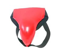 LIXSAZSE Groin Guard Made Of PU Leather Comfortable And Waterproof Essential For Taekwondo Fixes Abdominal Guard On Body PU Leather Jockstrap Crotch Protector, Red, M