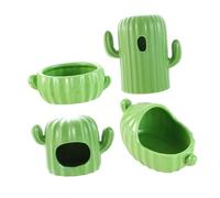 LIXSAZSE Hamster Hideout Ceramic Hamster Habitat House Bowl Dish Practical Cactus Inspired Offers Adorability And Durability Food Bowl Hamsters Gerbils Small Animals Supplies