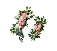 LIXSAZSE Hanging Artificial Flower Arch Decor Decorative for Wedding Background Graceful and Enchanting, Pink, Large 70 x 25cm Small 60 x 20cm