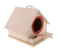 LIXSAZSE Hanging Wooden Bird House Nesting Box with Rope 19x 16x 14cm Charming and Durable