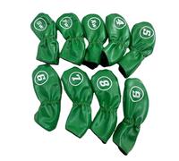 LIXSAZSE Irons Head Cover Protector Fashionable Golf Cue Accessories Waterproof Pu Leather Elegant Golf Irons Headcovers Universal Fit Club Head Cover With Number Tag Covers Wrap, Green, 17x7x1.2cm