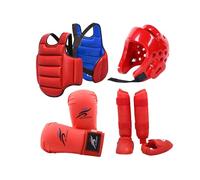 LIXSAZSE Karate Sparring Gear Set Includes Headgear And Gloves Made Utilizing Advanced Materials Ensuring Longevity During Training Karate Sparring Gear Set, Red, M
