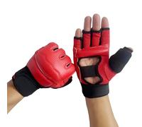 LIXSAZSE Lightweight Boxing Gloves With Good Air Permeability PU Is Durable Boxing Half Finger Is, red, S-code (140-150cm)