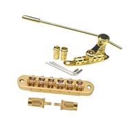 LIXSAZSE LP SG Guitar Bridge Stop Bar Tailpiece Tremolo Offers Adjustable Roller Saddles String Spacing Of 5 Millimeters 6String Tailpiece Tremolo Roller Saddle, Gold, 25x10cm