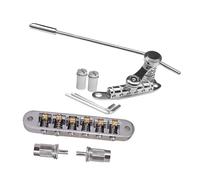 LIXSAZSE LP SG Guitar Bridge Stop Bar Tailpiece Tremolo Offers Adjustable Roller Saddles String Spacing Of 5 Millimeters 6String Tailpiece Tremolo Roller Saddle, Silver, 25x10cm