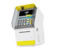 LIXSAZSE Magical Electronic Piggy Bank with Voice and Light Features Making Saving Experience Enjoyable for Kids Auto Scroll Electronic ATM Savings Machine Gifts, Yellow, 15.5x17.5x27cm